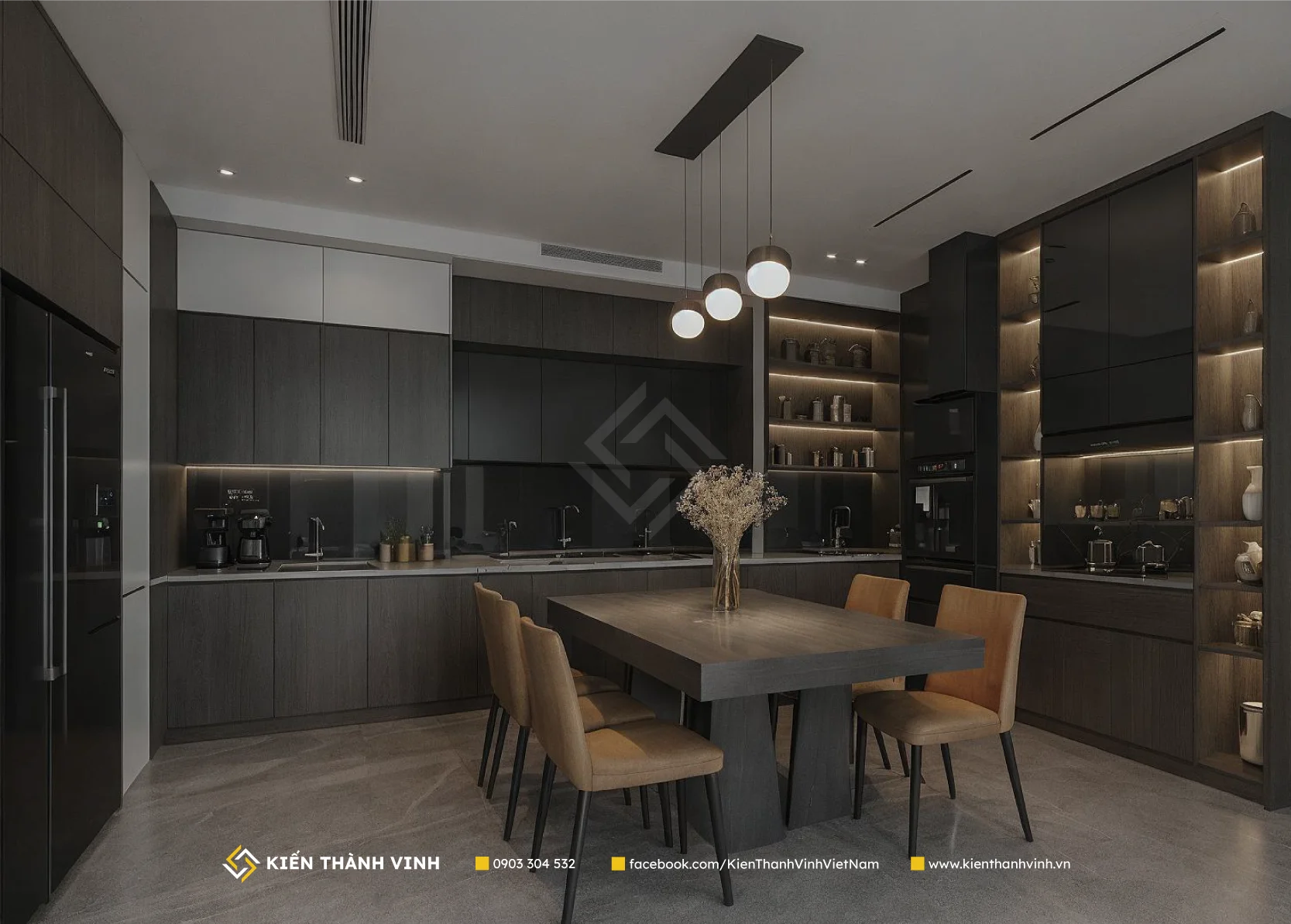 phòng bếp nhà phố kiểu Nhật tối giản và thanh tịnh Contempo Casa