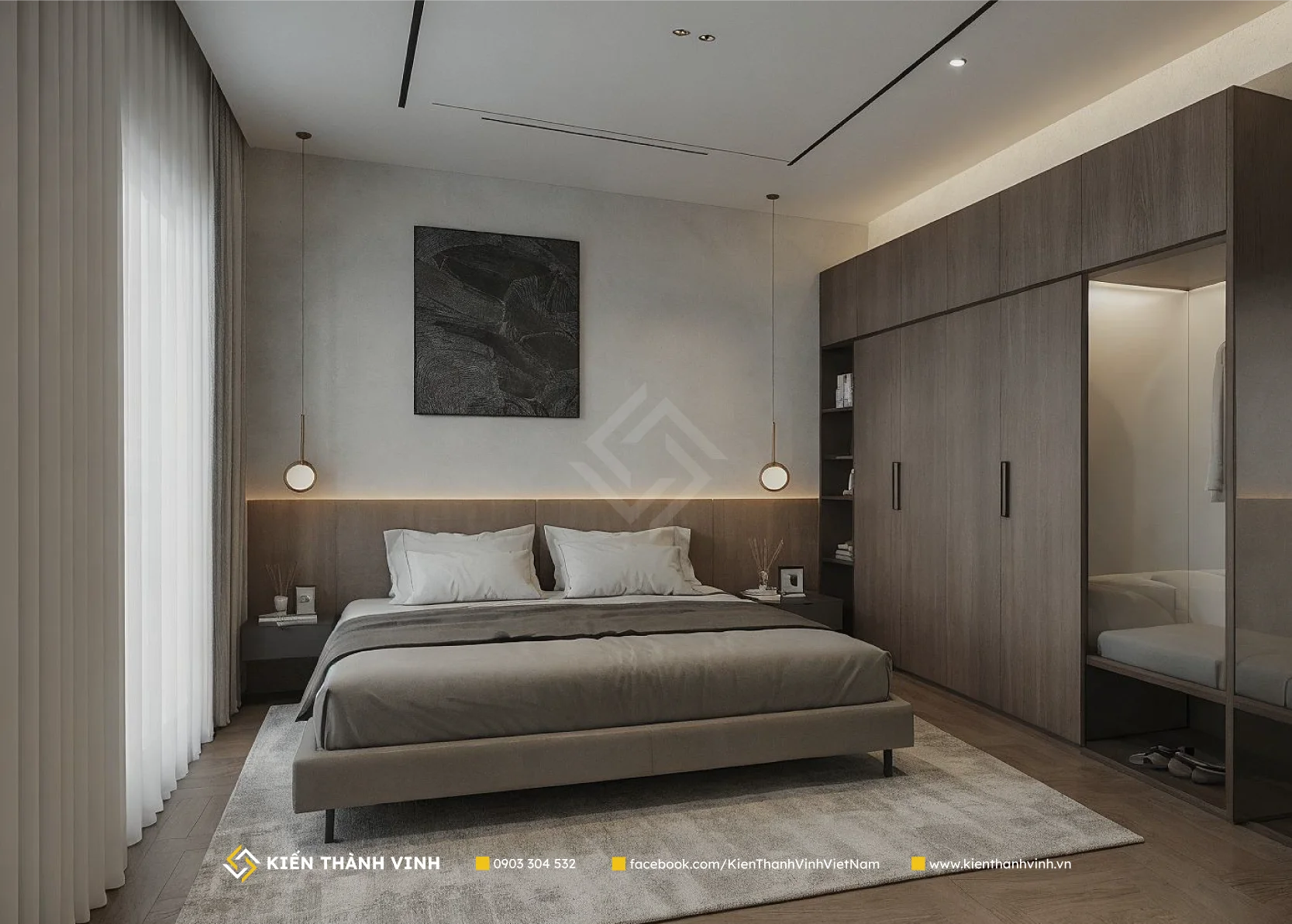 phòng ngủ nhà phố kiểu Nhật tối giản và thanh tịnh Contempo Casa