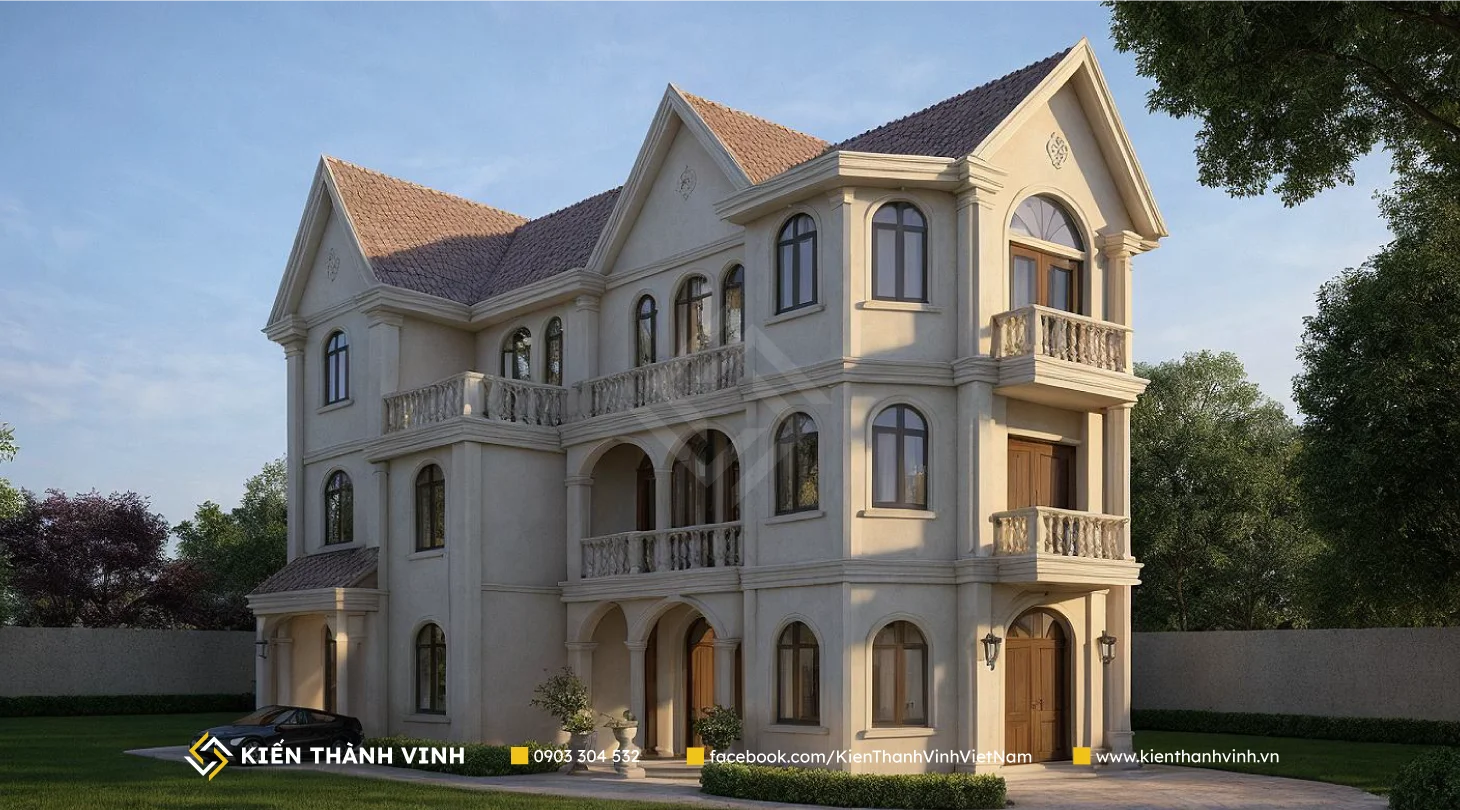 Ngoại thất biệt thự 3 tầng tân cổ điển sang trọng Imperial Manor