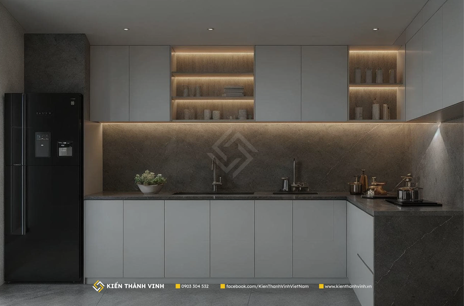 toàn cảnh phòng bếp nhà phố 5 tầng sang trọng đầy tinh tế Luxe Residence