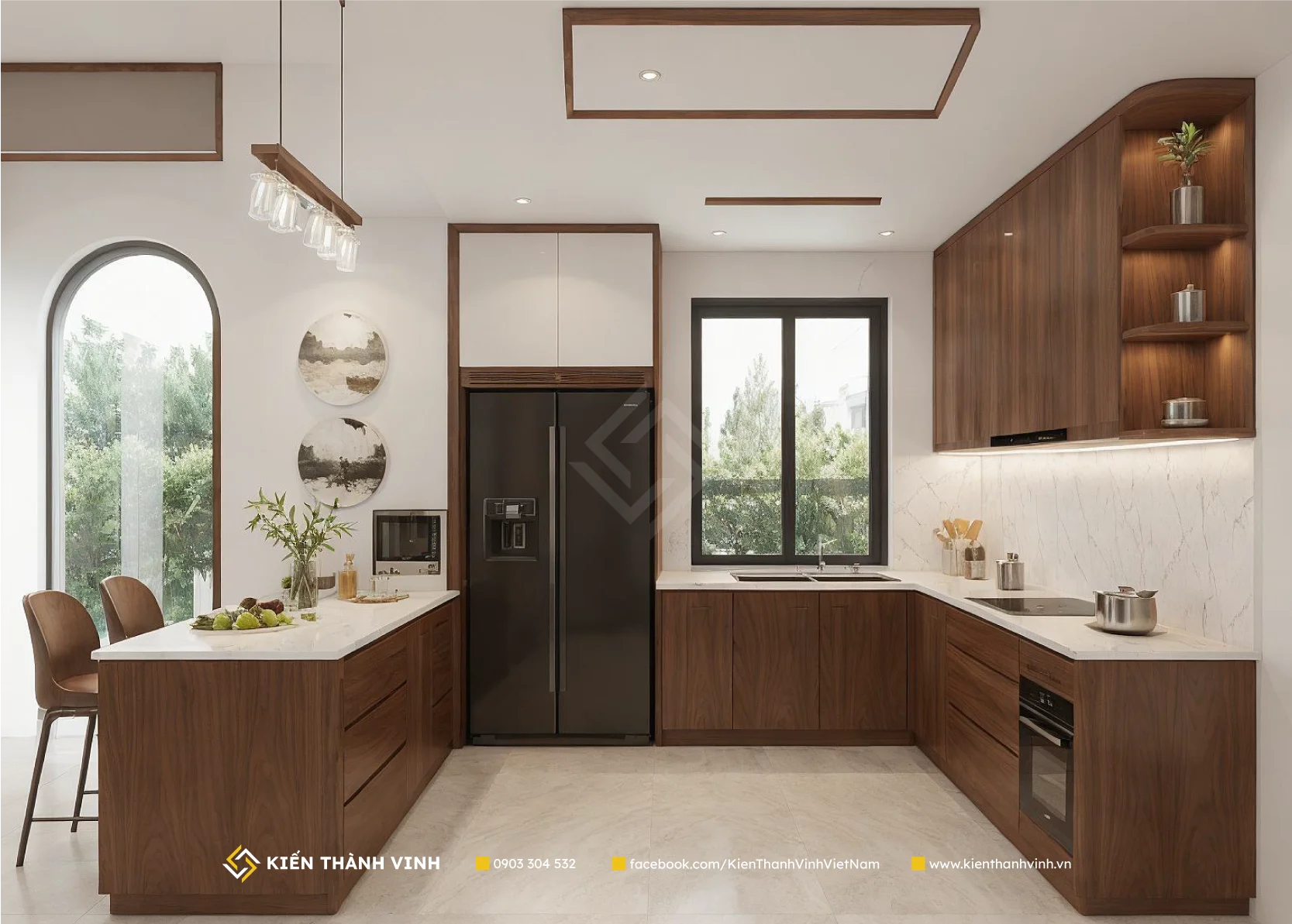 toàn cảnh phòng bếp nhà phố 4 tầng hiện đại và tiện nghi Archilia House