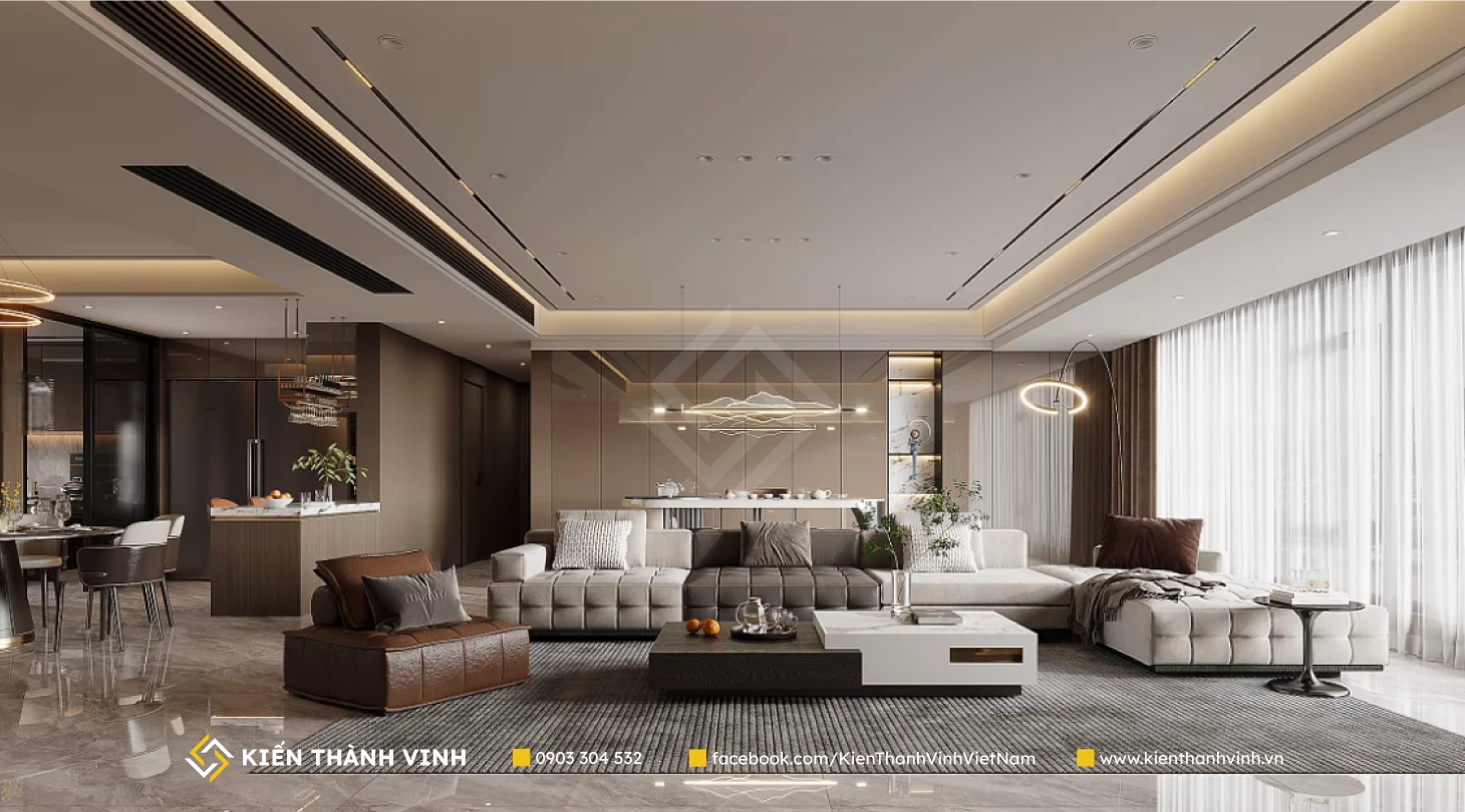 phối cảnh phòng khách biệt thự nghỉ dưỡng nhiệt đới cho gia đình - Dự án Lushara Kiến Thành Vinh