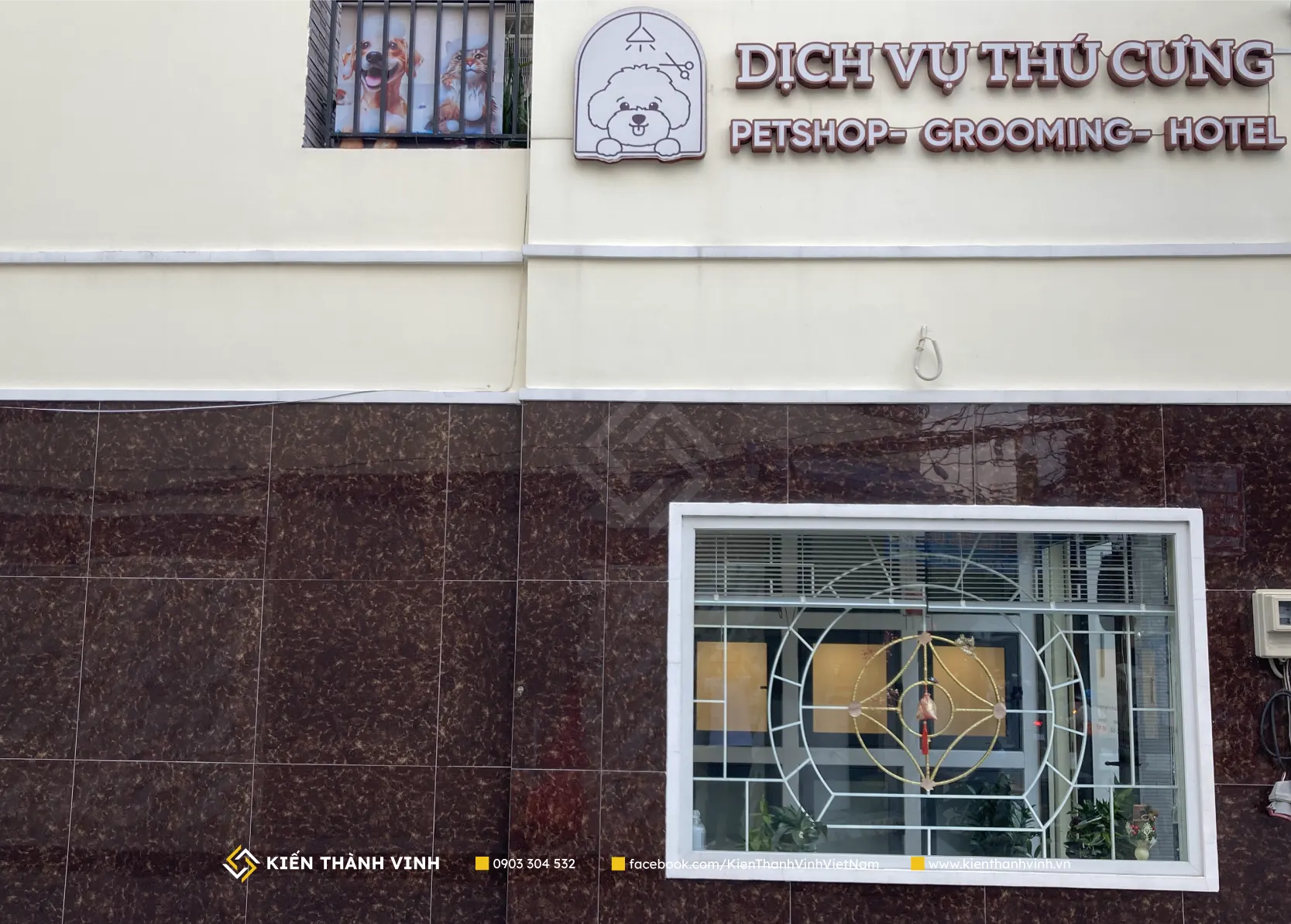 ốp gạch trang trí mặt tiền cho Khách sạn thú cưng độc đáo dành cho cún yêu Pet Hotel