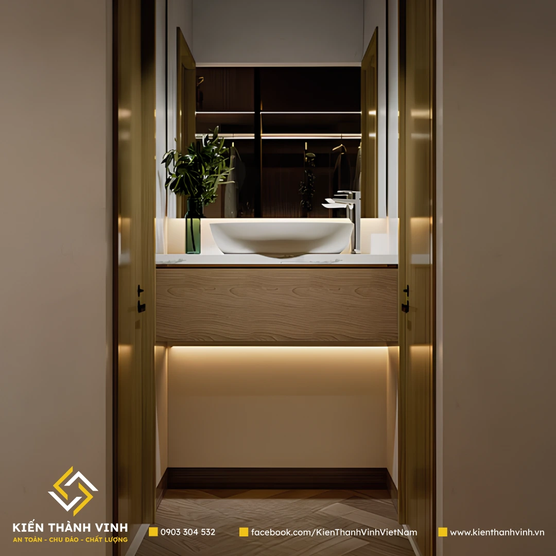 phối cảnh phòng tắm của Gia Hòa Villa Biệt thự 4 tầng đẹp Kiến Thành Vinh