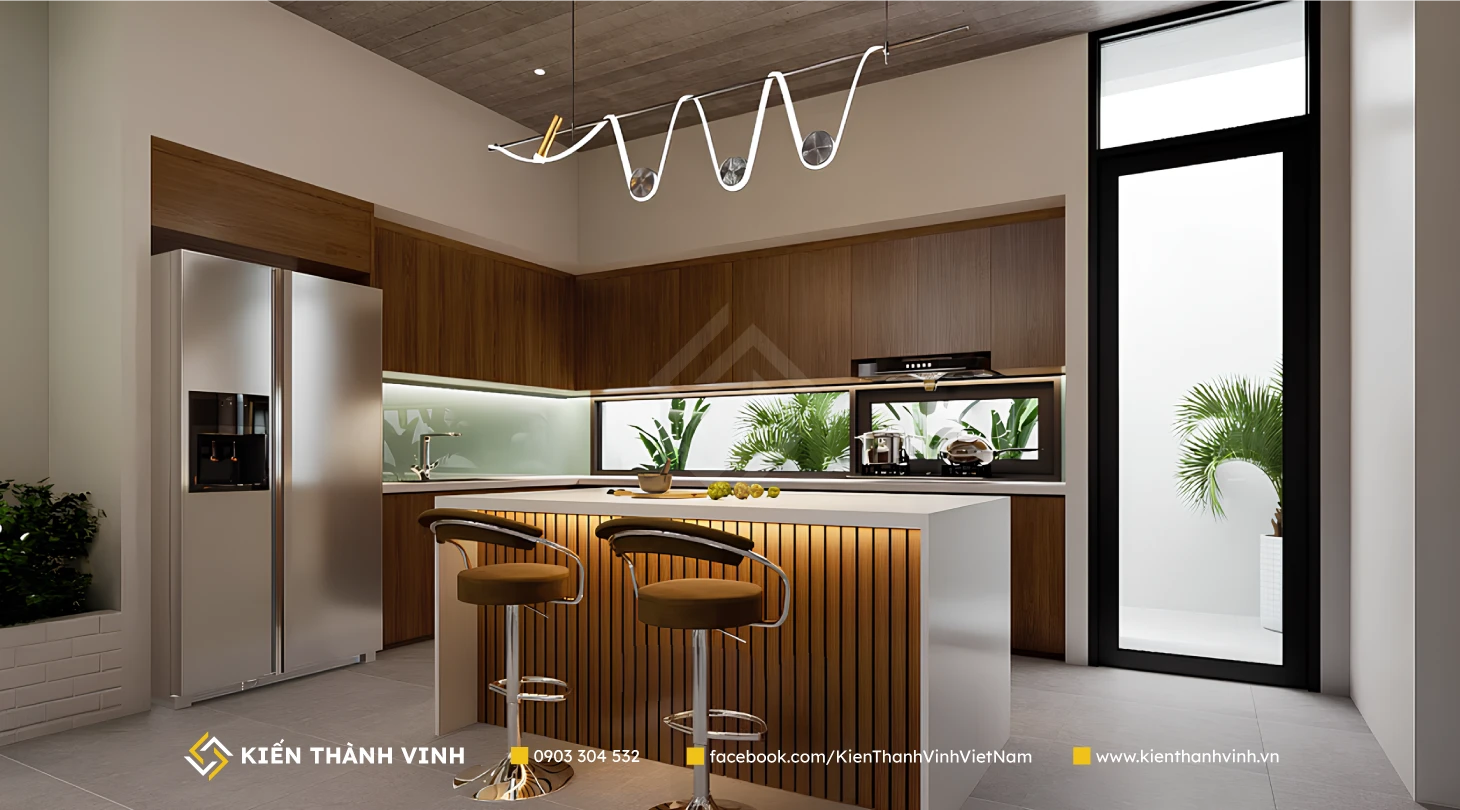 phối cảnh phòng bếp của Gia Hòa Villa Biệt thự 4 tầng đẹp Kiến Thành Vinh