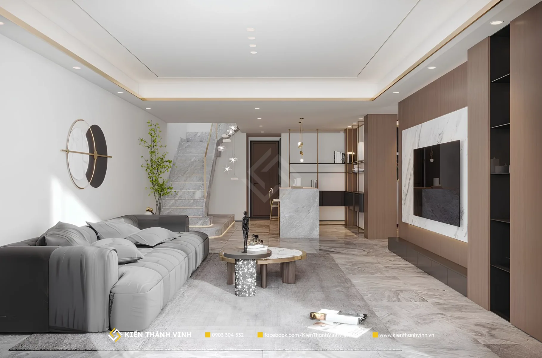 Việt House nội thất phòng khách phong cách tối giản