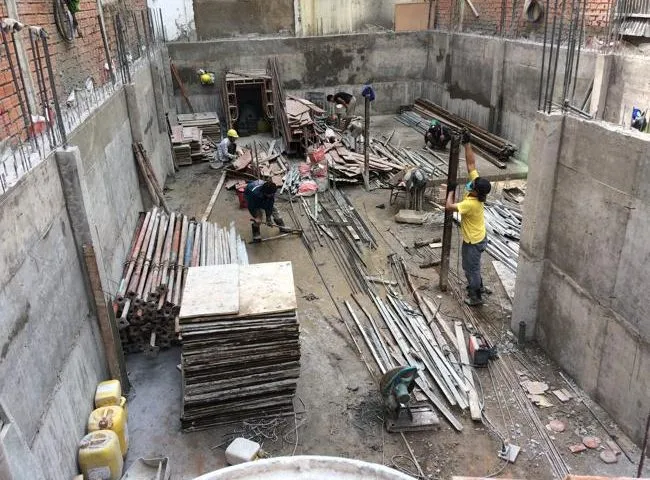 Thi công tầng hầm nhà phố thiếu kỹ thuật